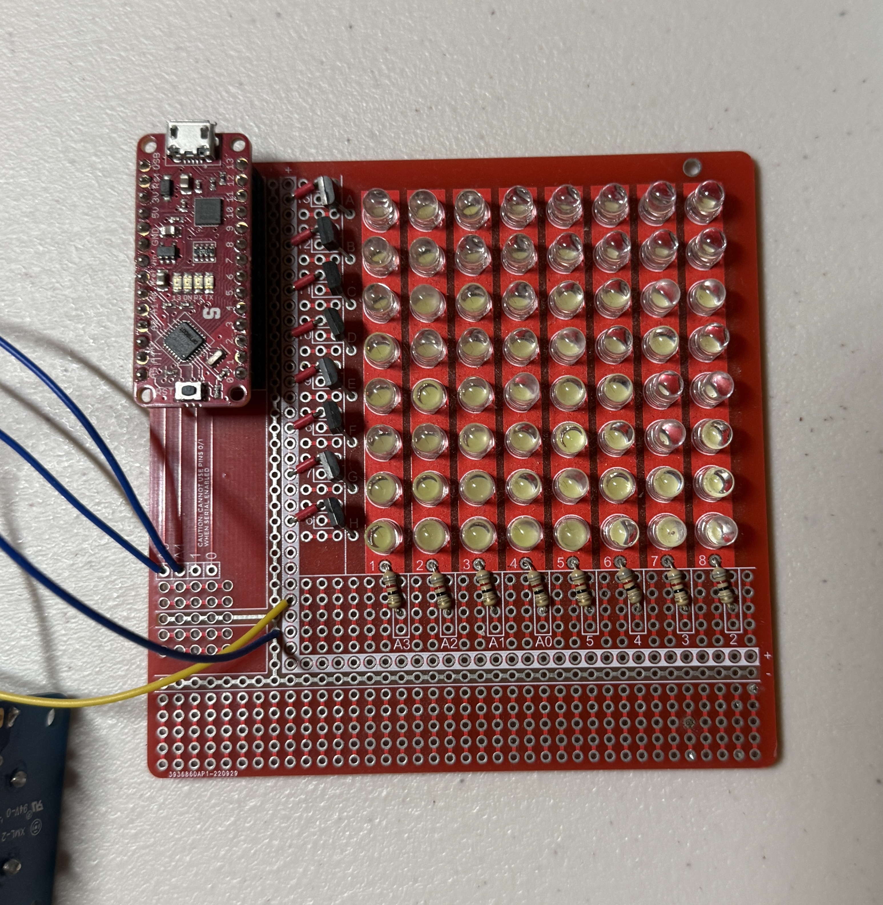 LED board setup with joystick and wiring